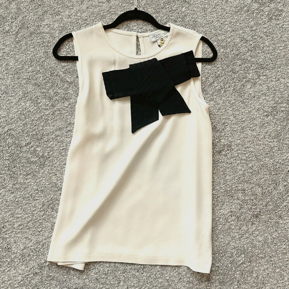 The Madison Avenue Collection X Kate Spade Tank Top | Crepe Bow White Silk